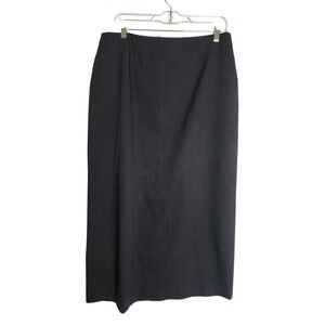 Eddie Bauer Womens Black Wool Blend Stretch Midi Pencil Skirt‎ Size 16 NWT